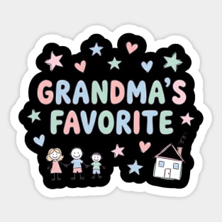 Grandma’s Favorite – Cute Kids Doodle Pastel Grandma Gift Sticker